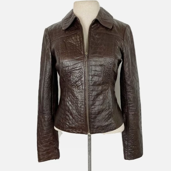 Lillie Rubin Leather Jacket Crocodile 